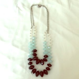 Layered beaded necklace with earrings